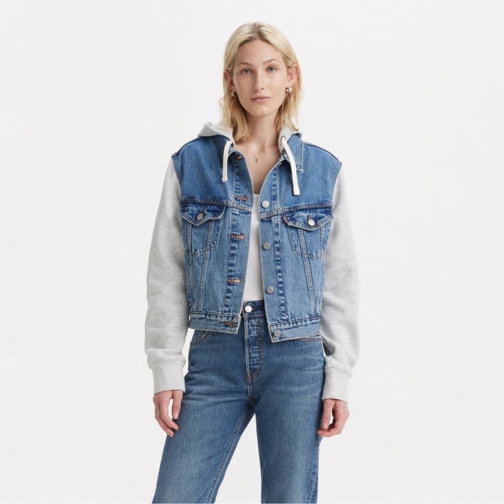 Levi's Blue Denim Jacket with Gray Sleeves! New!